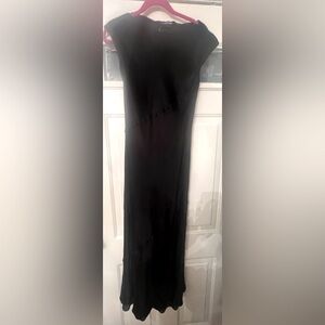 Emanuel Ungaro Elegant Black Satin Evening Gown.